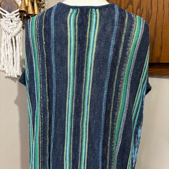 CHAPS Blue Long Sweater Vest Size Medium Shawl Open Front Cardigan - Picture 7 of 8